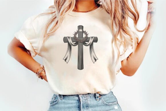 Christian Cross Watercolor Graphics for T-Shirt Designs