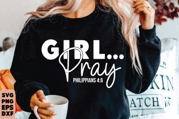 Girl Pray PNG & SVG: Graphics for T-Shirt Designs